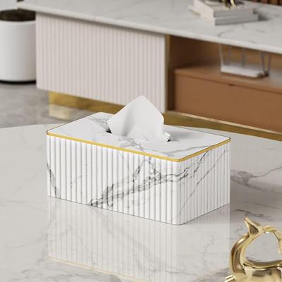 Large White Italian Marble Style Tissue Box