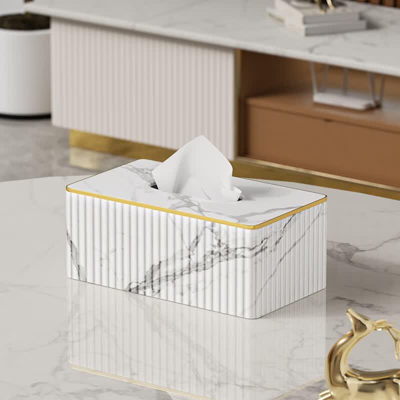 Large White Italian Marble Style Tissue Box
