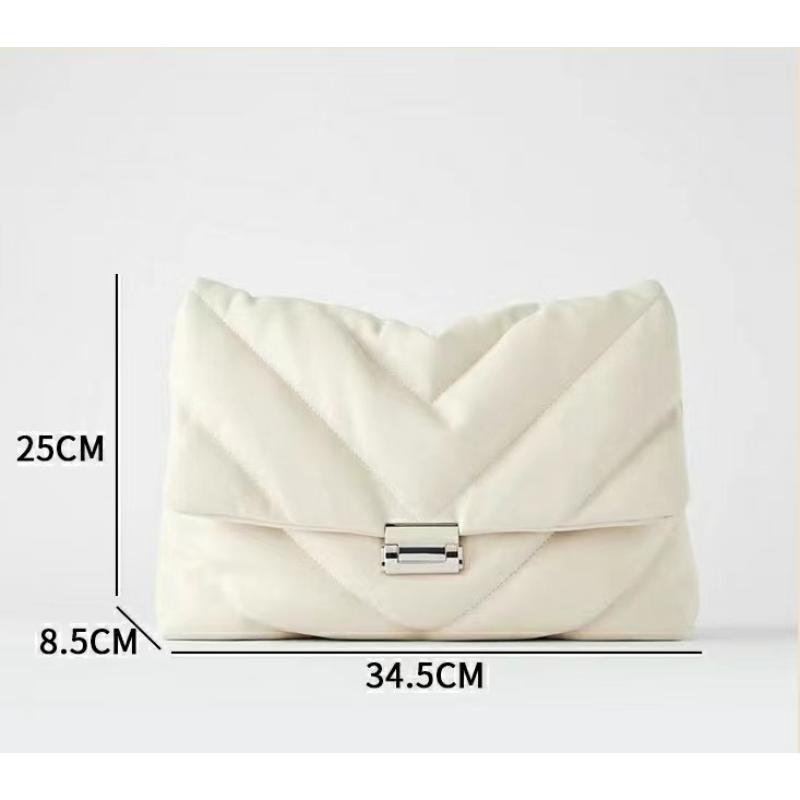 Luxury Leather Women's Shoulder Bags Simple Chain Cossbody Bag Fashion Commute Handbags Solid Color Female Quilting Underarm Bag