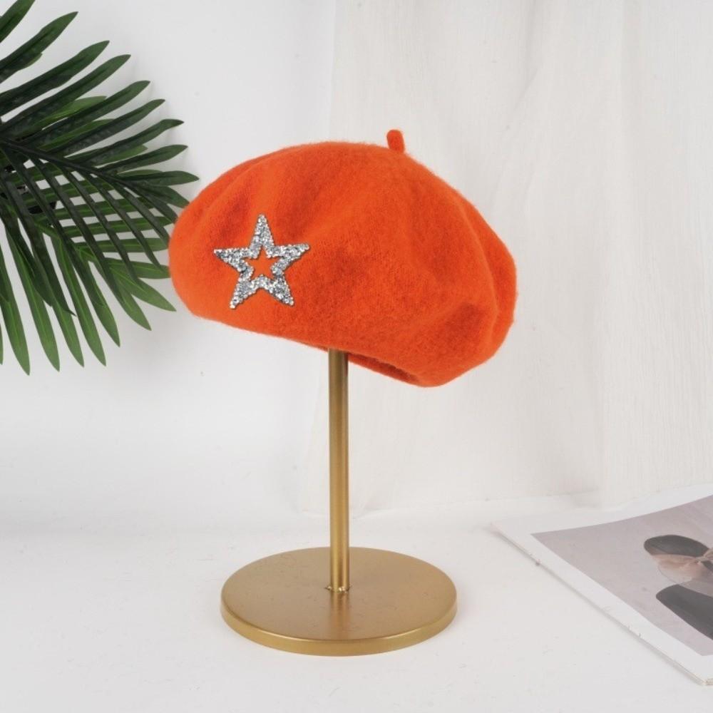 Solid Color Knitted Painter Hat Soft Beanie Cap Fashion Wool Beret Winter
