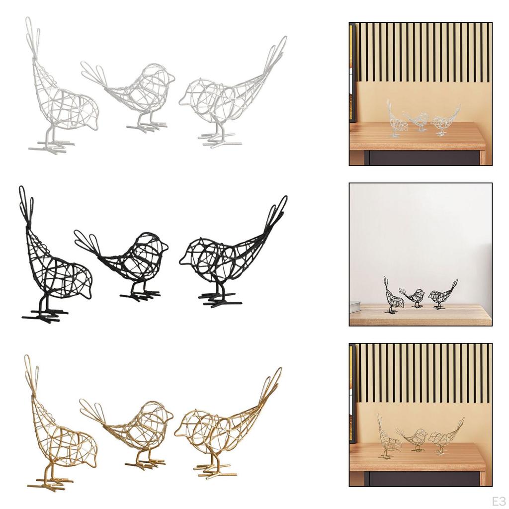 Bird Statue Iron Figure Set for Home Decoration, Animal Sculptures, Table Ornaments Living Room,