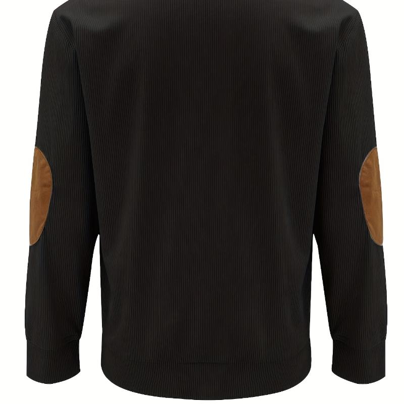 Übergröße Herbst und Winter Herren Casual Colorblock Revers Sport V-Ausschnitt Sweatshirt Kord Stehkragen Top