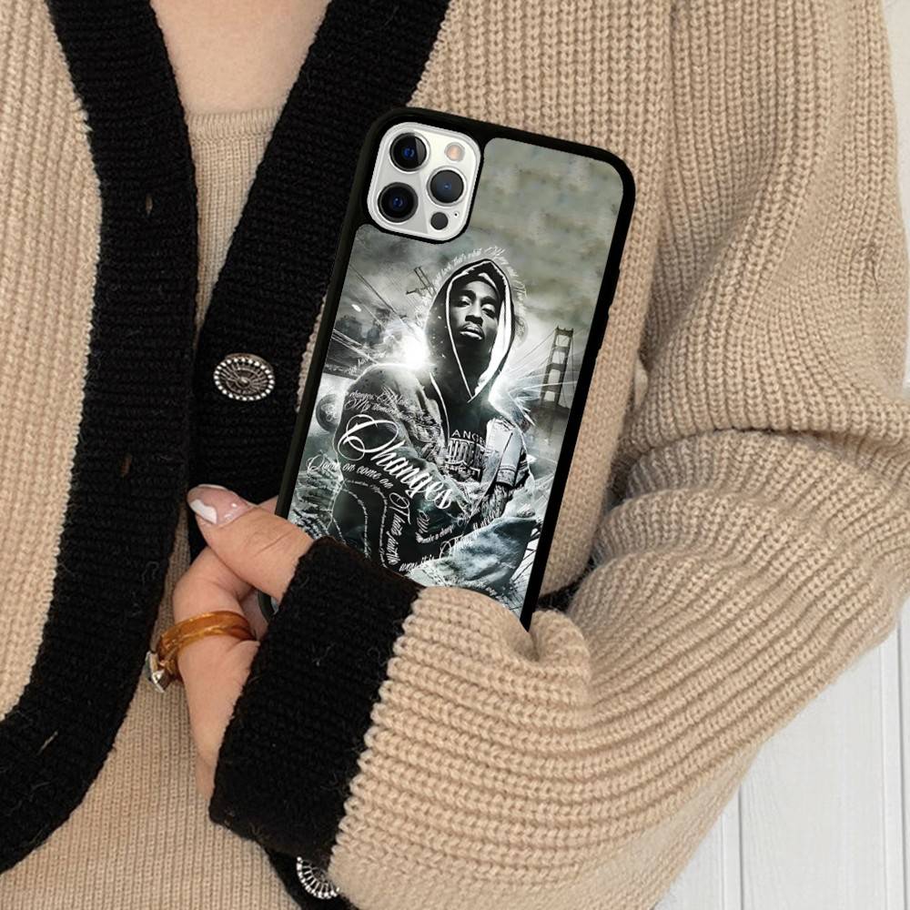 2Pac Hip Hop Singer PC+TPU Protective Phone Case For IPhone 17 16 Pro Max 15 Plus 14 13 12 11 Cover