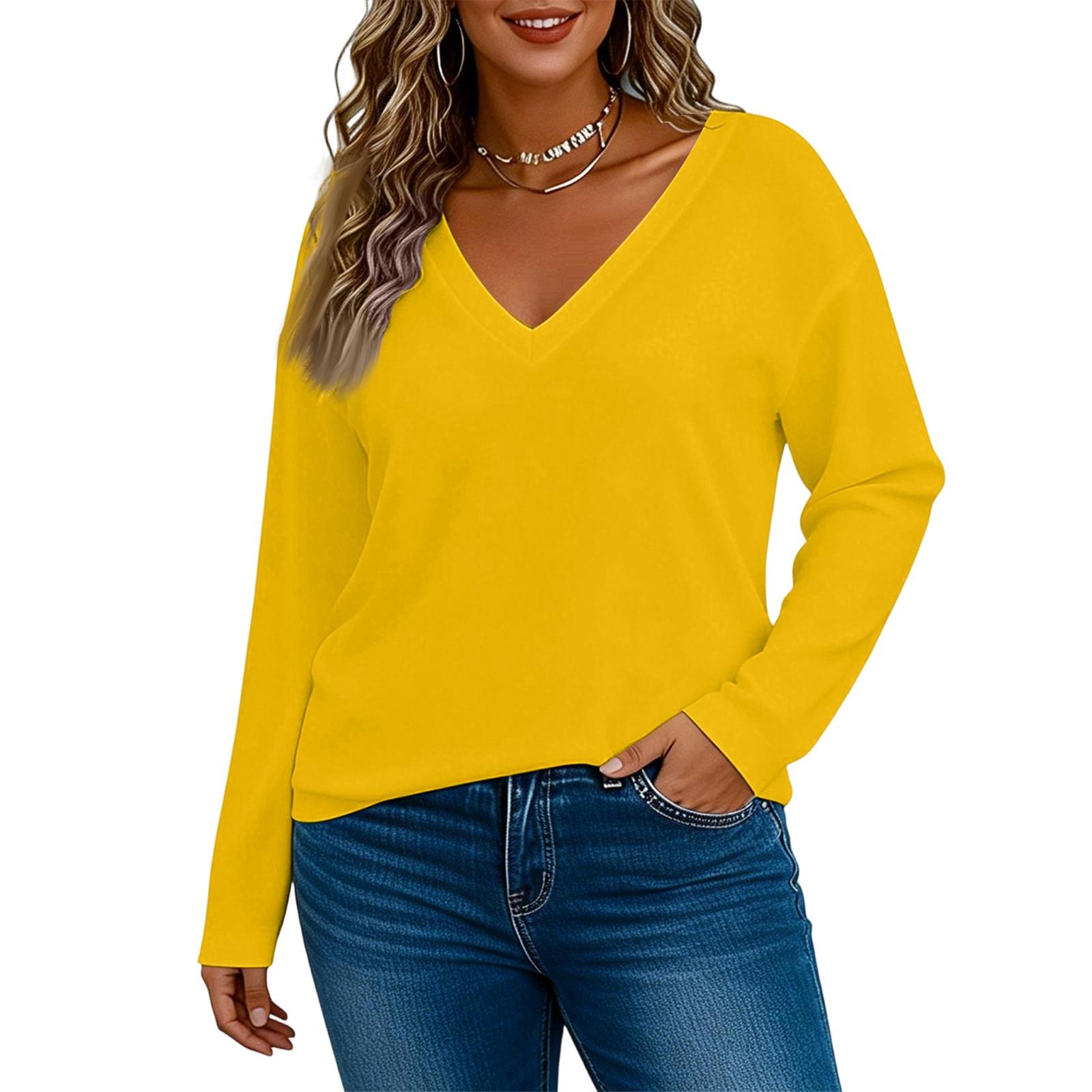 

Женский модный элегантный топ с длинным рукавом для работы и на каждый день XL жёлтый
