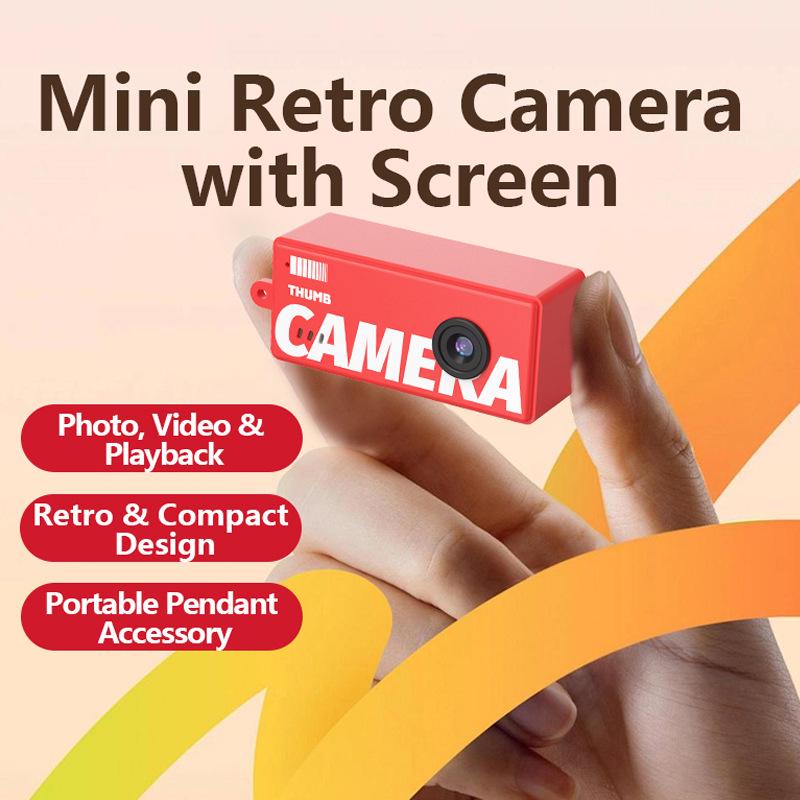 Retro Mini HD Thumb Camera for Kids with Lanyard