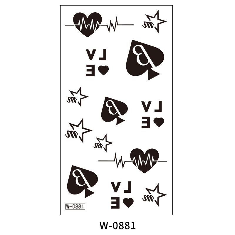 Pegatina de Tatuaje de Dibujos Animados Impermeable Simple Alfanumérica Tatuaje Temporal Desechable