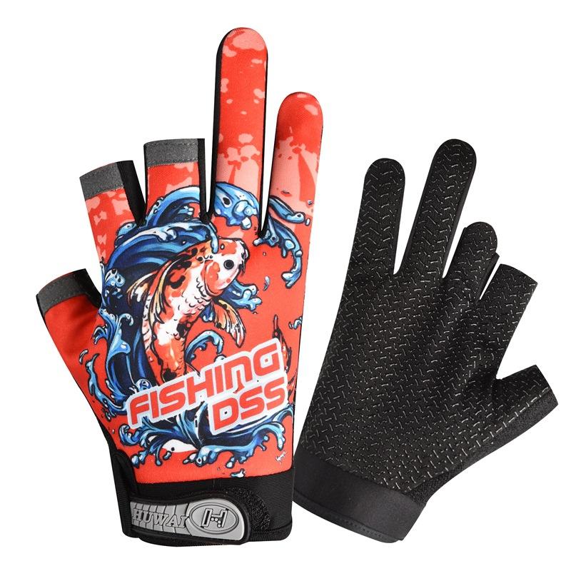 Outdoor-Sportarten mit Samttau-Drei-Finger-Angelhandschuhen, atmungsaktiv und rutschfest, Meeresfischen und Fanghandschuhe