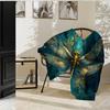 Luxury Gold Dragonfly Vintage Pattern Throw Blanket - Elegant Art Deco Motif Soft Lightweight Accent for Sofa Bed Travel Gift