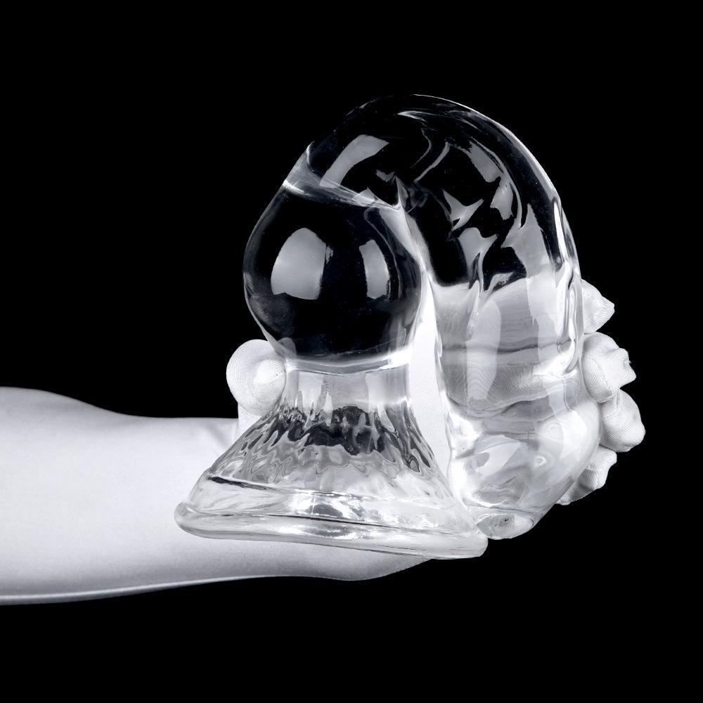 Animal Dog Dick-Shaped Transparent Anal Plug - Large Size Erotic Sex Toy for Women