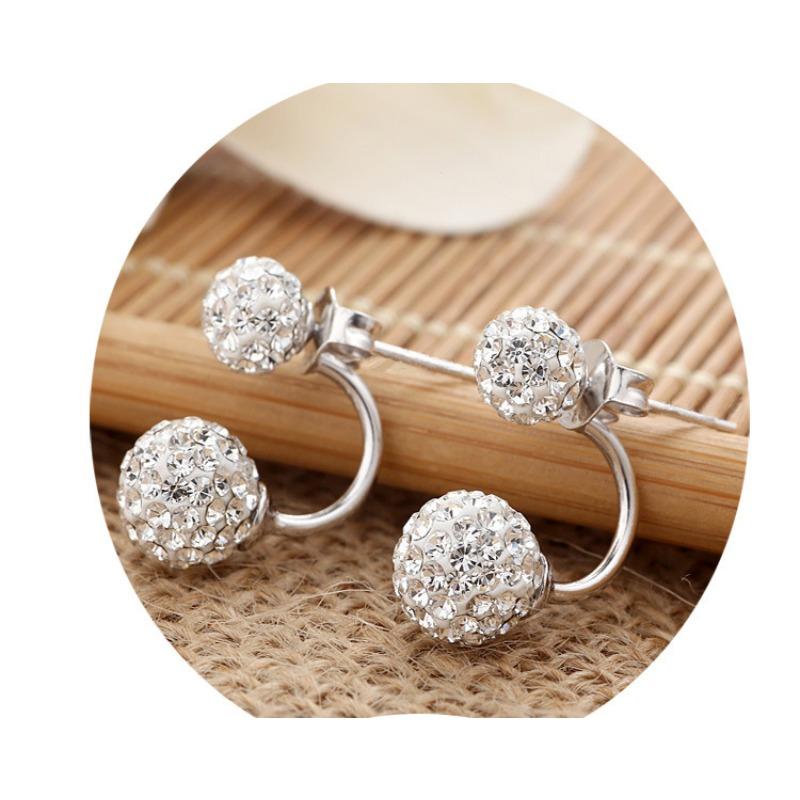 1 Paar Versilberte Kristallkugel-Ohrringe, Exquisite Und Vielseitige Mode-Ohrringe Und Ohr-Accessoires Mit Einem Nach Hinten Hängenden Design