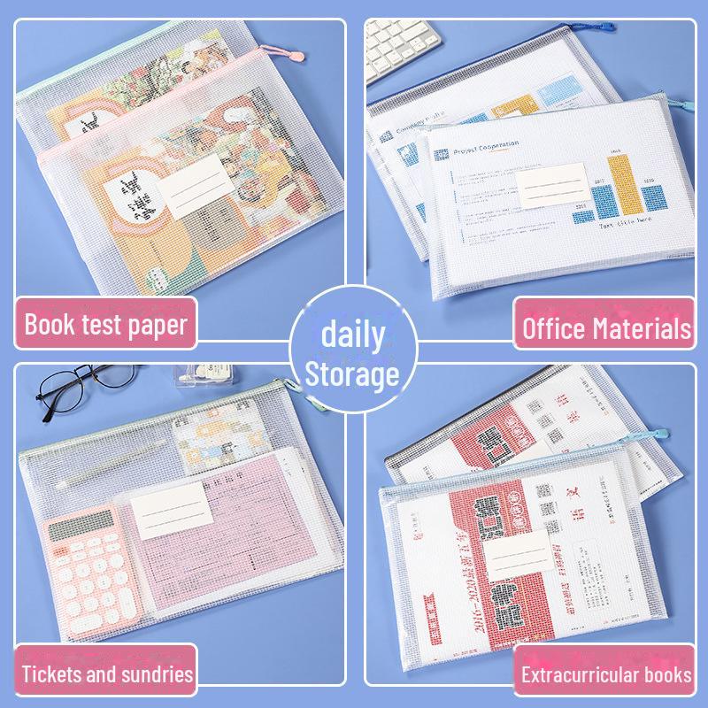 A4 Transparent Zipper File Bag for Document Organization - Large Capacity, Waterproof