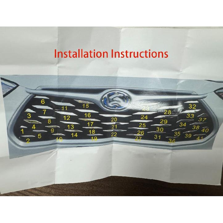 Front Grill Grille Mesh Cover for Toyota Highlander 2020 2021 2022 2023 Chrome Stainless Front Bumper Grille Decal Trim 41pc
