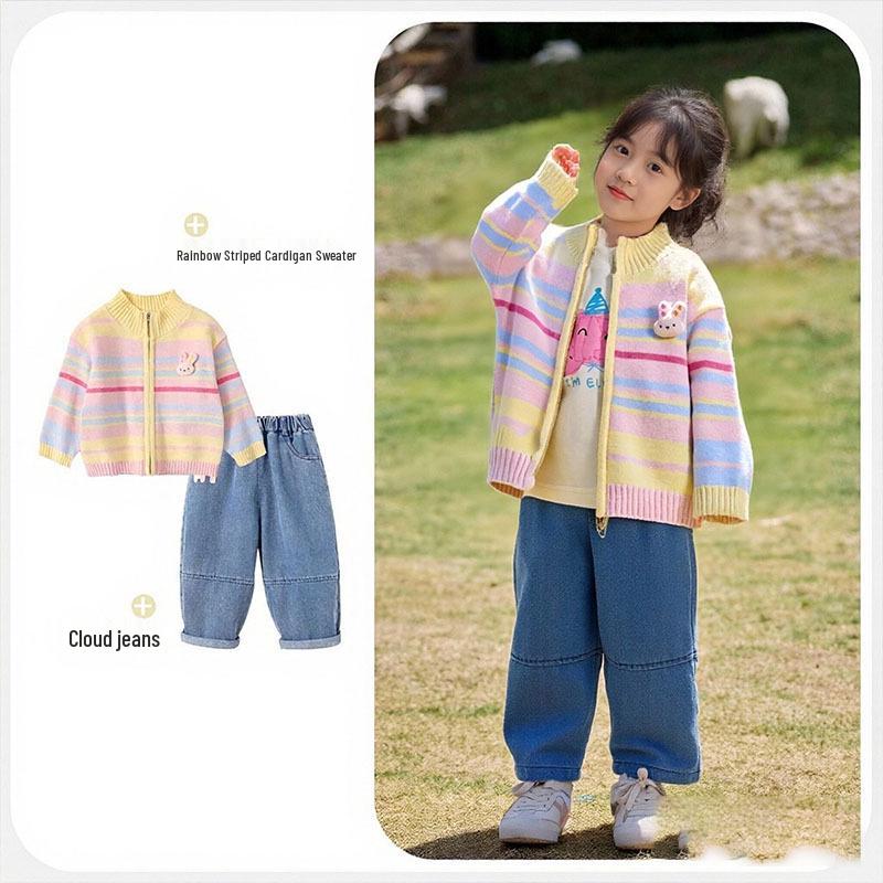 2025 New Spring & Autumn Knitted Cardigan for Little Girls - Baby Sweater Top for Children's Fall Style