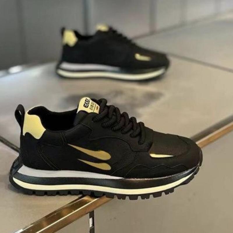 

2025 Новые мужские кроссовки из кожи, мужская обувь, модный дизайн, индивидуальный рисунок, тренировочная спортивная обувь, увеличенная мужская теннисная обувь 43 чёрный