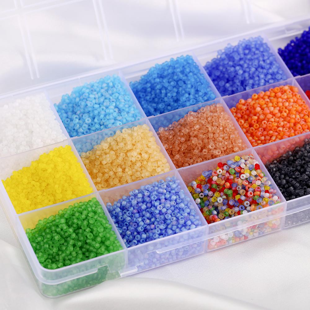 10-24 Colors Beads Jewelry Making Kits 2/3mm Colorful Glass Seed Beads for Kid Girl Bracelet Necklace DIY Kit Jewelry Making Set