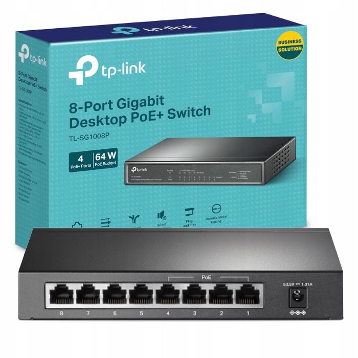 Switch TP-Link TL-SG1008P PoE 8xGE, 4xPOE, metallo
