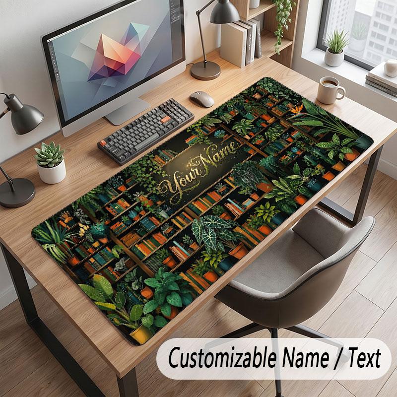 Nature Library Travel Theme Customized Mouse Pad Personalized Print Name Text Desk Mat For Home Office Table Decor