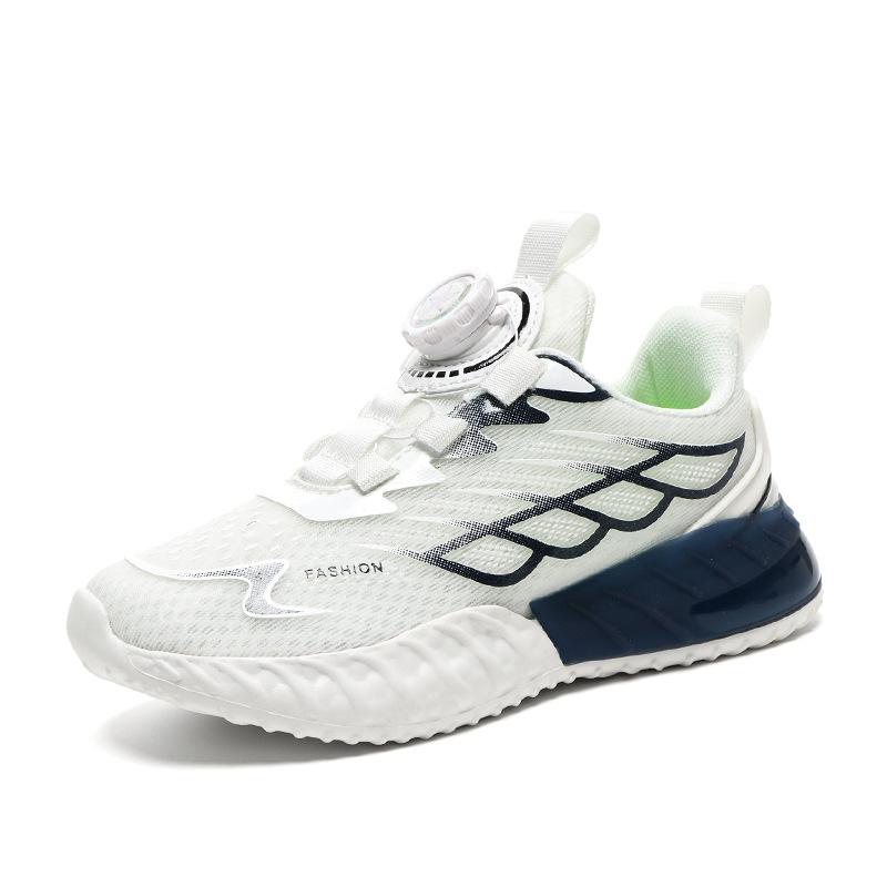 Children's and Boys' Sports Shoes 2025 New Leather Non-slip Rotary Buckle Running Shoes Medium and Older Children's Casual Sports Shoes Trend