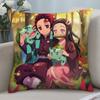 Anime Demon Slayer Kamado Tanjirou Kamado Nezuko Pillow Case Short Plush Sofa Decorative Gift Home Double-sided Printing Cushion