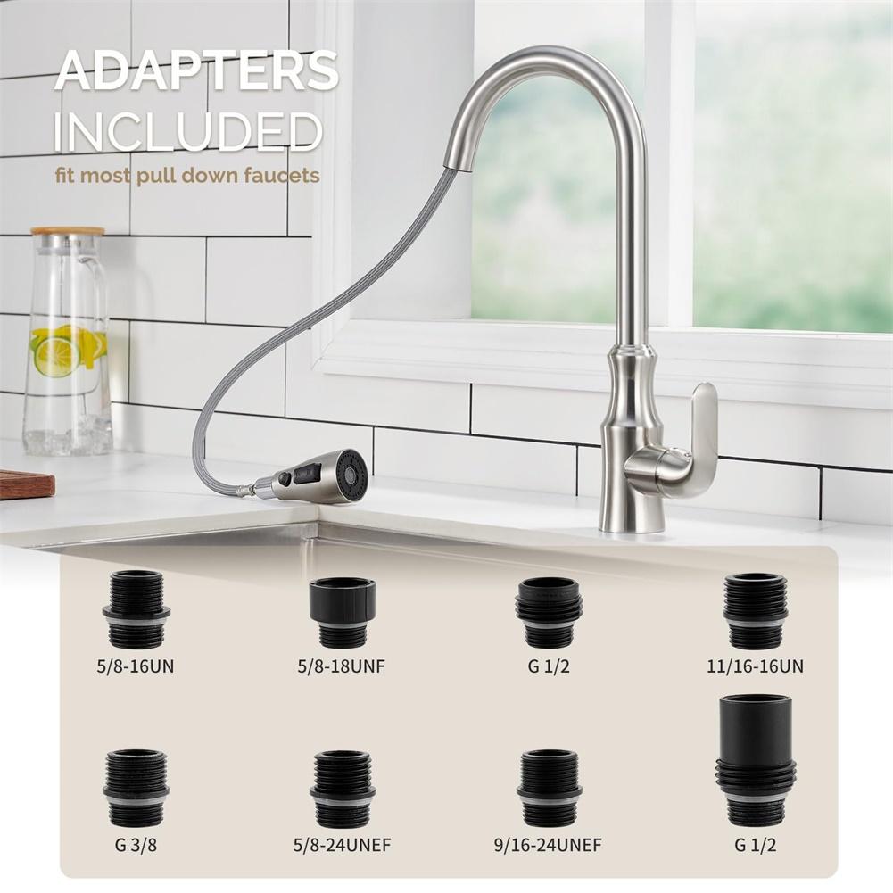 304 Stainless Steel Pull Down Kitchen Faucet Spray Head With 9 Connectors Shower Spray Head Bathroom Basin Sink Tap Replacement