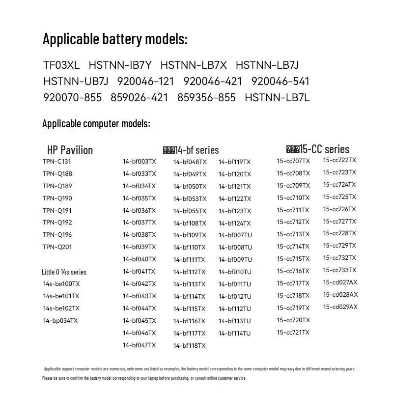 Llano TF03XL Laptop Replacement Battery for HP Pavilion Series