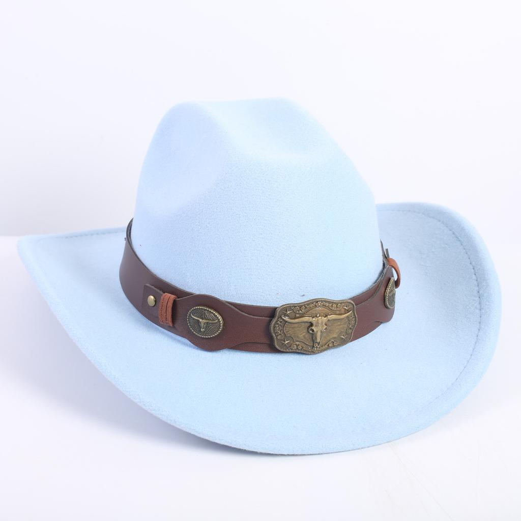 Popular European and American Fashion OL Style One-word Cowboy Hat Men's and Women's High-end Top Hat Jazz Hat Felt Hat