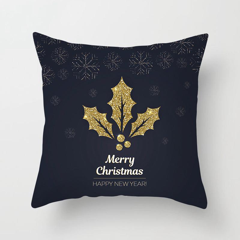 New Year Christmas Snowflake Elk Print Cushion Cover Home Living Room Sofa Decoration Square Polyester Pillow Cover