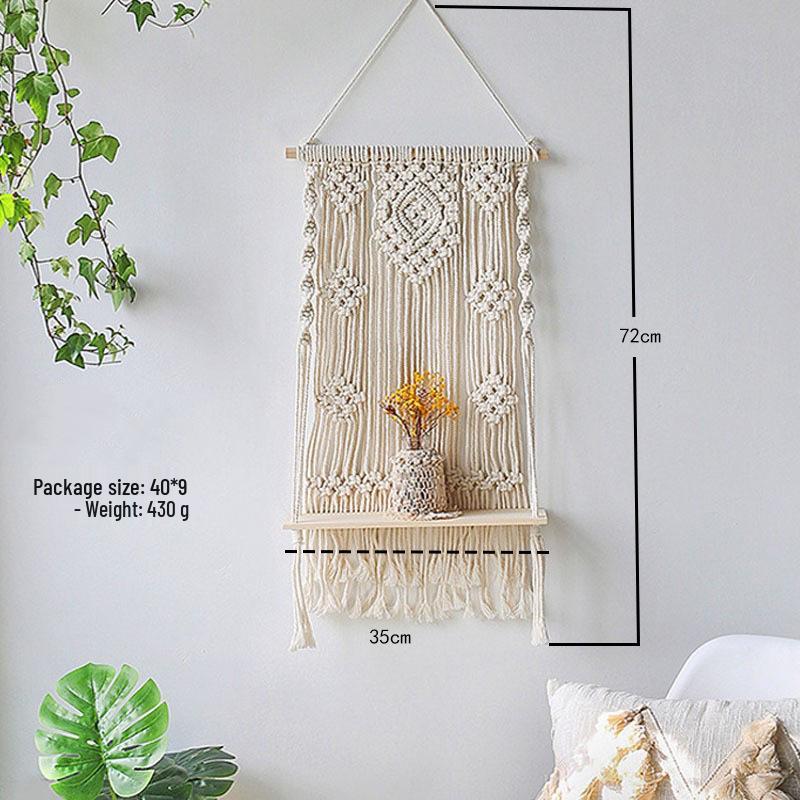 Bohemian Hand-Woven Tapestry Wall Shelf & Flower Pot Rack