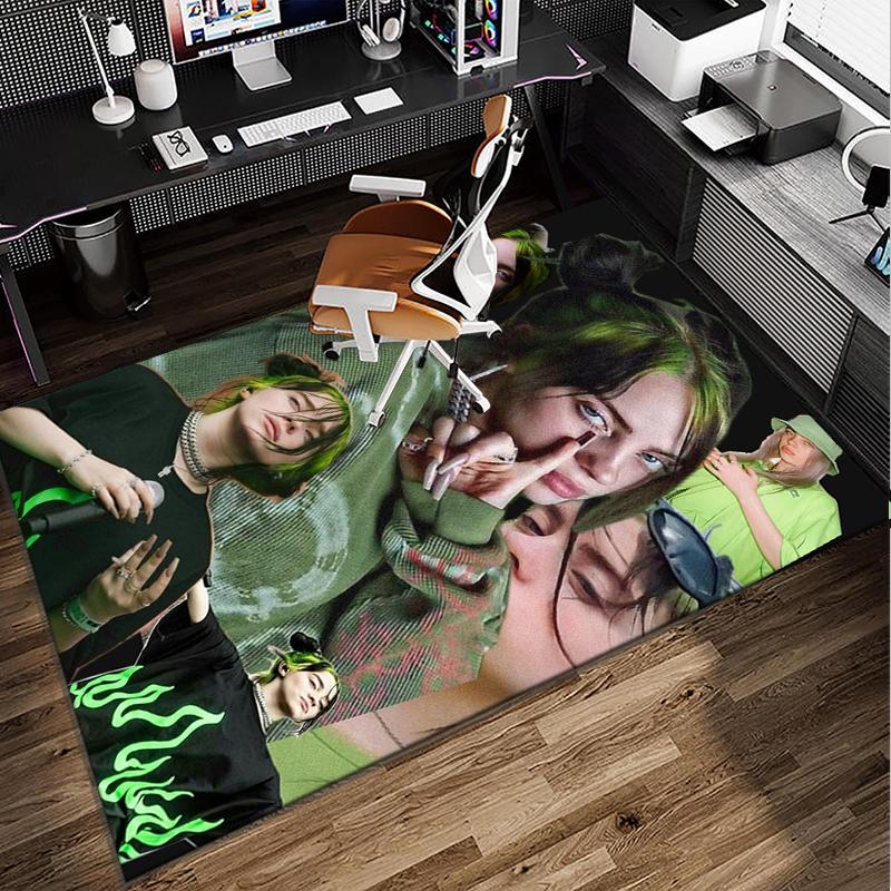 Bi-llie green Artwork Office Rug Chair Mat, Game Carpet, Suitable for Front Door, Bedroom, Living Room, Desk, Holiday Gift