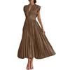 ZANZEA Women Summer Casual V-Neck Short Sleeve Loose Pleated Dress