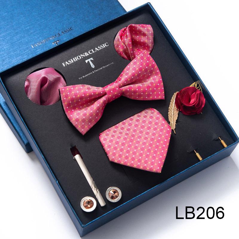 Men's 8-Piece Formal Accessory Set: Bow Tie, Corsage, Brooch, Cufflinks for Weddings.