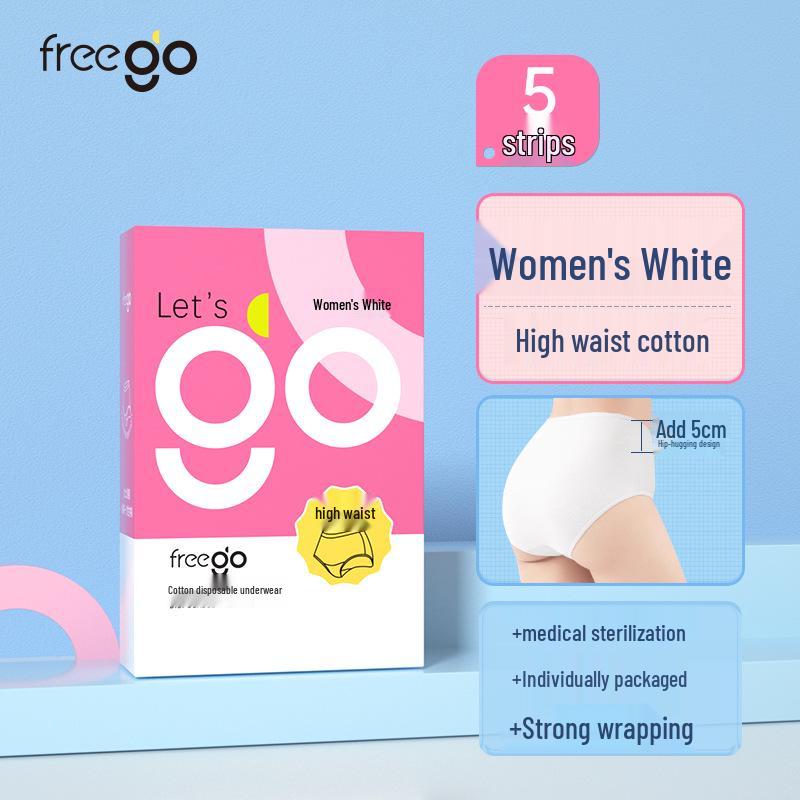 Одноразовые хлопковые трусы для беременных Freego с высокой талией - Для послеродового периода, Путешествий, Ежедневного использования, Не требуют стирки. Medium (M)