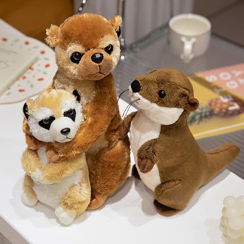 Simulation Meerkat Family Stuffed Animal Kawaii Standing Meerkat Mother And Child Plush Dolls Birthday Gift For Boys And Girls