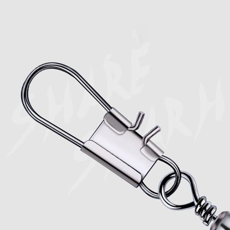 50Pcpcs Stainless Steel Fishing Connector Pin 1# 2# 3# 4#5 # Bearing Rolling Swivel With Snap Fishhook Lure Accessories