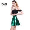 Kvinner miniskjørt Høy midje blank overflate A-linje hem Kort skjørt skinnende sceneshow Skater skjørt Festklær