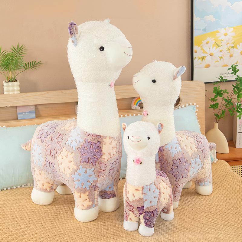 Cute Snowflake Alpaca Doll Sweet Girl Heart Sleeping Pillow Large Doll Gift Home Ornament