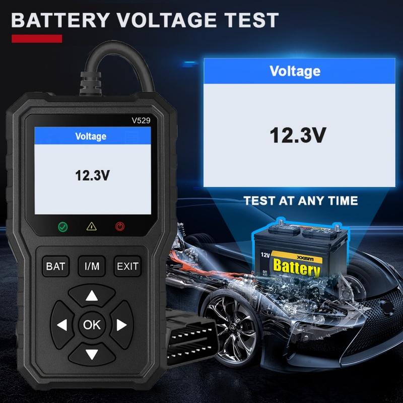 2025 New Car OBD2 Scanner Diagnostic Tool Code Reader Full OBDII Diagnostic FOXSUR V529 Battery Voltage Test Real time Data