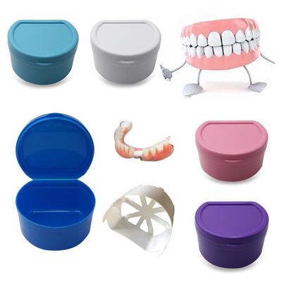 Denture Bath Box Case  False Teeth Storage Box with Hanging Net Container