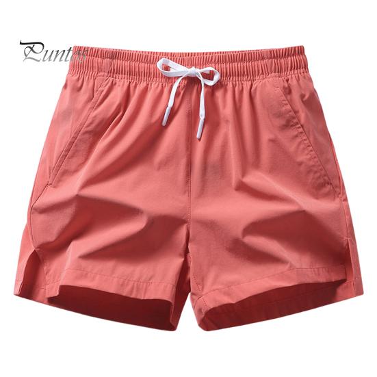 

Мужские летние шорты с эластичной резинкой на талии и карманами на молнии, короткие брюки для бега, сплошной цвет, широкие брюки, быстросохнущие спортивные шорты для путешествий 3XL арбуз красный