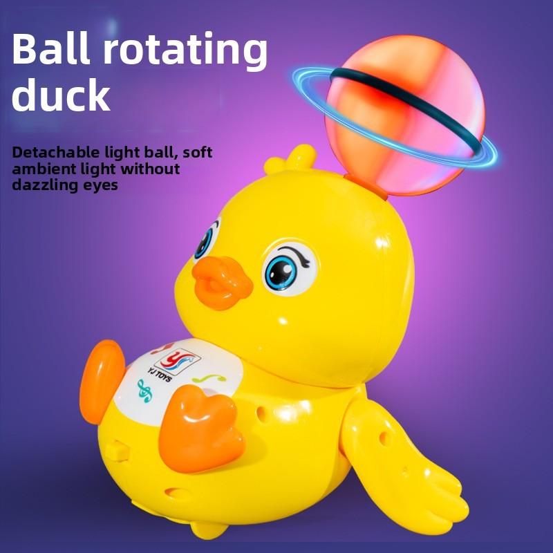 Top Ball Yellow Duck Light And Sound Toy With Rotating Effects For Kids And Toddler Play