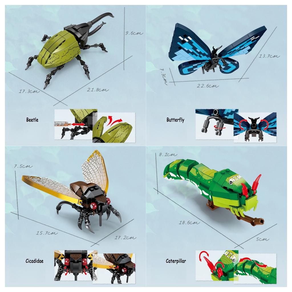 Rhinoceros Beetle Colorful Insect 3D Model Building Blocks Toy Easy Assembly Puzzle Toys Perfect Holiday Gift for Kids Birthday