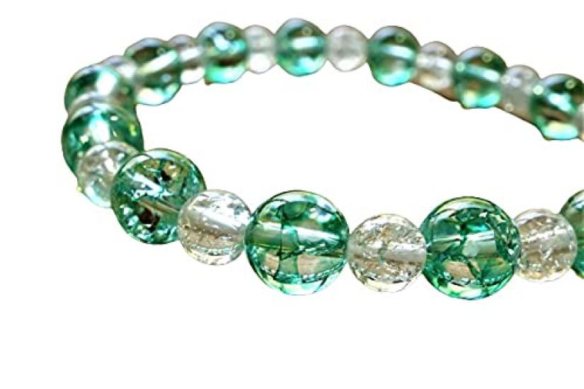 Leaf Stone Return to Your True Guardian Crack Quartz Green Natural Stone Bracelet for Men and 8mm x 6mm Stinging Medium [Complete Purification, Self,
