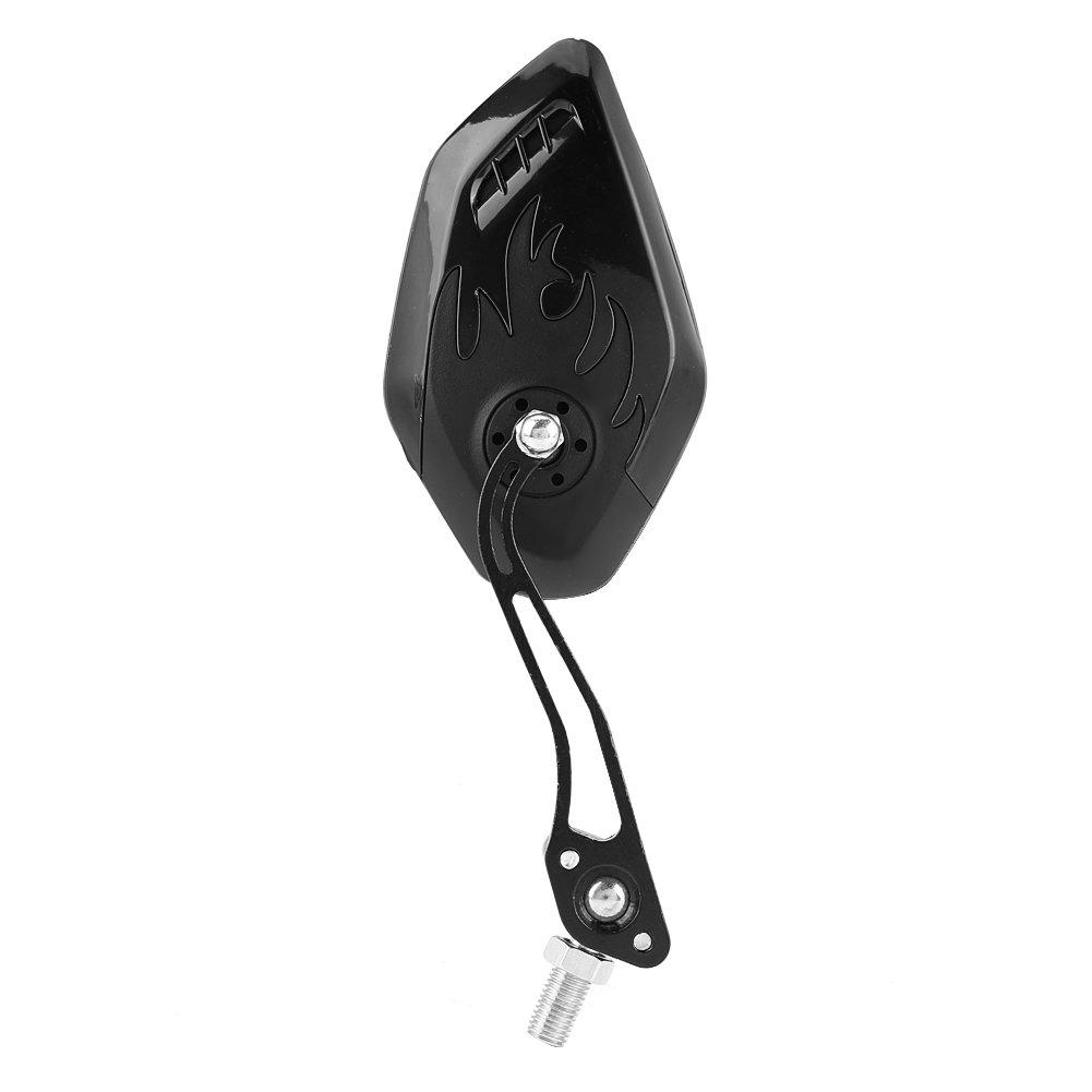 V geby 2pcs Motorcycle Side Mirror Rearview Mirror Adjustable Aluminum Flame Pattern Bike Scooter 10mm 8mm(Black)