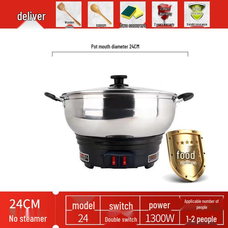 

Багатофункціональний електричний горщик і сковорода - Велика місткість, нержавіюча сталь, для приготування на пару, варіння, тушкування та смаження