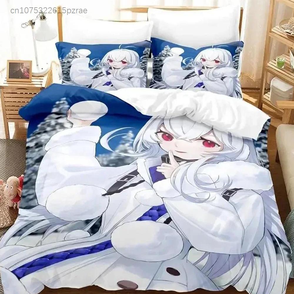 Аниме - Azur Lane 3D Комплект постельного белья Односпальный Полуторный Двуспальный Queen King Размер Комплект постельного белья для спальни взрослого ребенка Комплекты с пододеяльником Комплект простыней