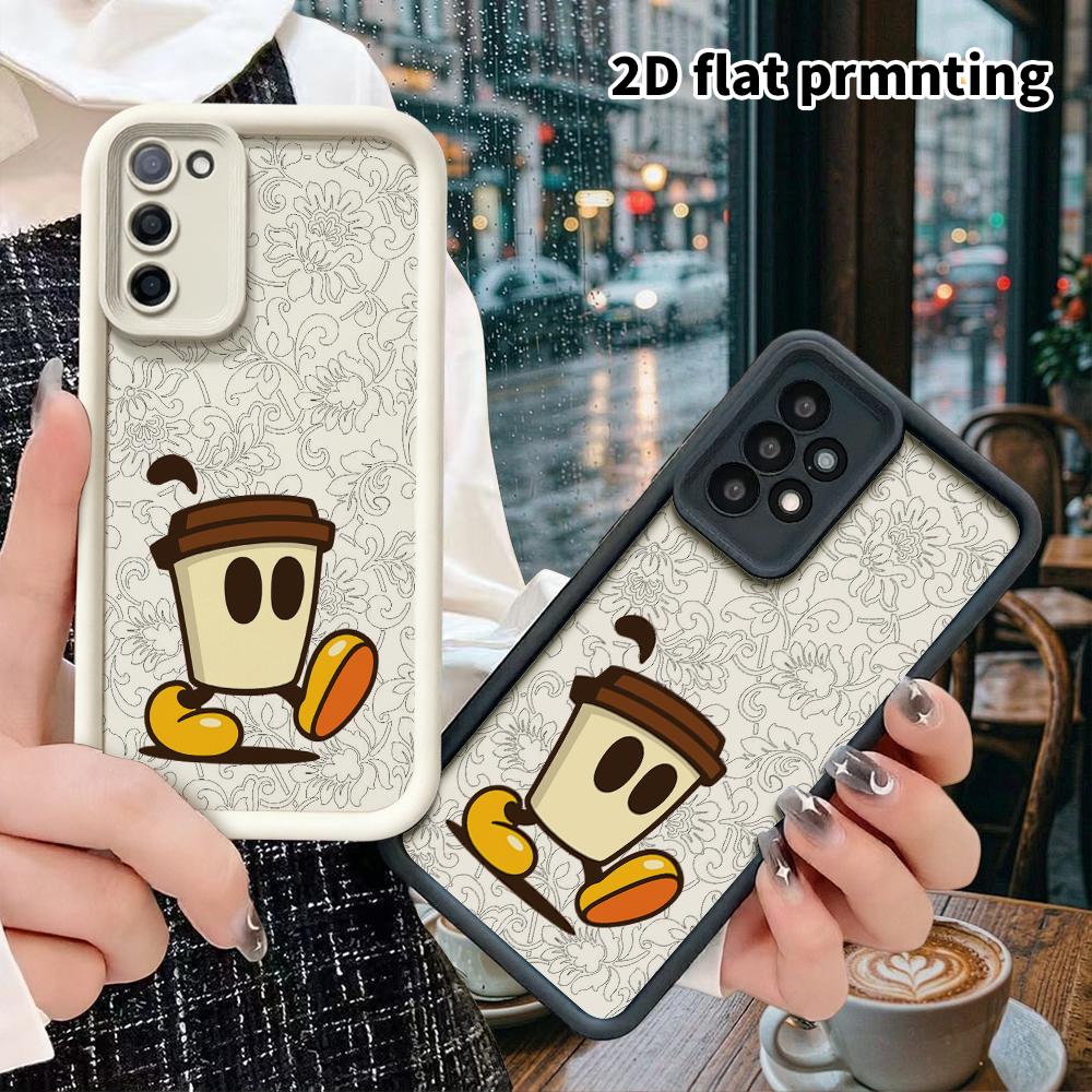 Phone Case: 2D Flat Samsung Galaxy A34 A35 M05 M06 S20 S22 S21 FE Plus 5G Protective Case, Little Coffee Cup Figures, Christmas and Halloween Gifts