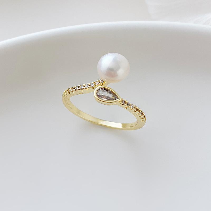 Cold Wind Freshwater Pearl Ring Women's New Personalized Pearl Ring Jewelry Niche Fashion Exquisite
