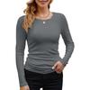 Women S Ribbed Solid Color Basic Long Sleeve T Shirt