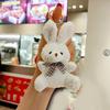 Bunny Orange Adorable Plush Keychain Soft Fur With Bow And Clip Golden