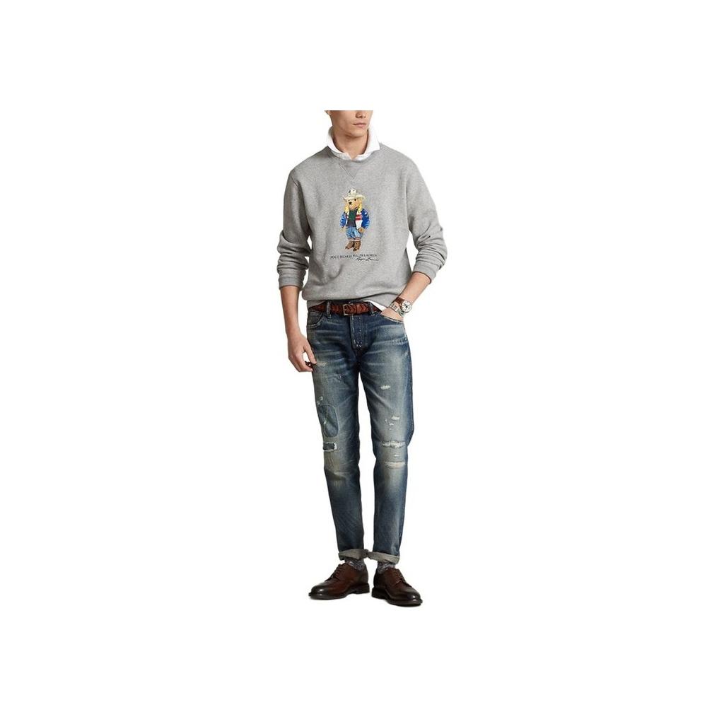 Polo Ralph Lauren FW22 Bear Print Crewneck Long Sleeve Sweatshirt Men Sweatshirt Gray MNPOKNI16822503-020